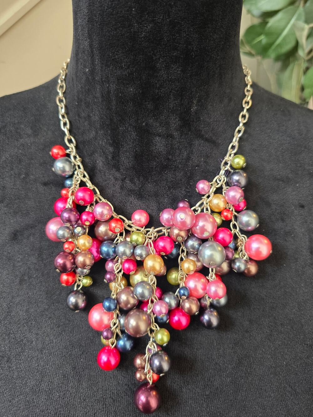 Multicolor Cluster Beaded Statement Necklace
